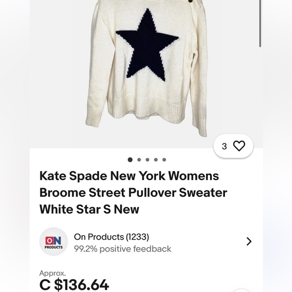 Kate Spade White Star Turtleneck Sweater - Picture 15 of 15